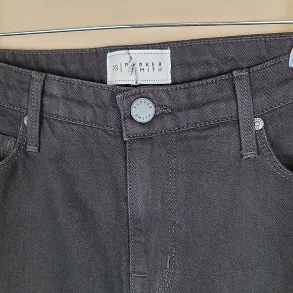 Parker Smith Black Straight Leg Crop Jeans Gingham Patch Black Size 29 - Picture 9 of 12